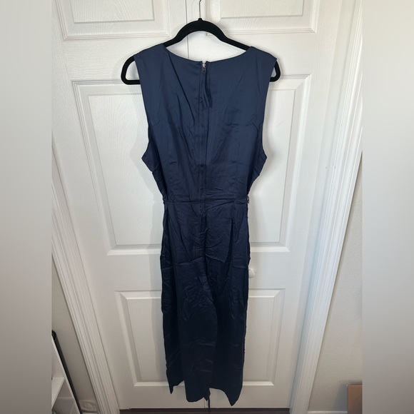 NIB ETTITUDE Sateen Jumpsuit Elegant Navy Blue Ocean Sz.XL - Picture 5 of 7